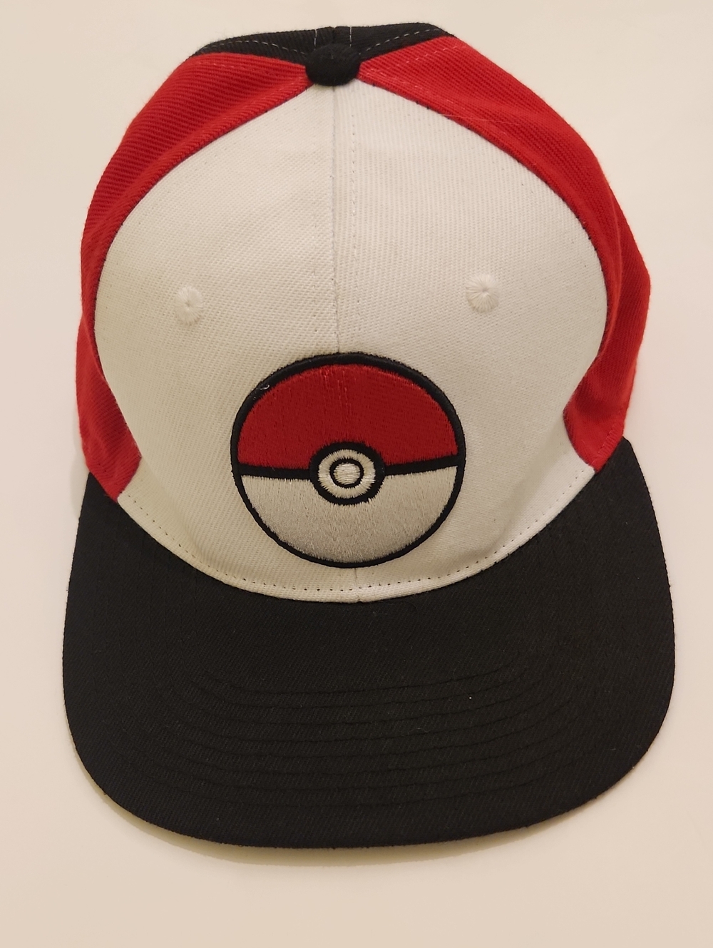Red White Black Baseball Cap with Poké Ball Patch Pokemon